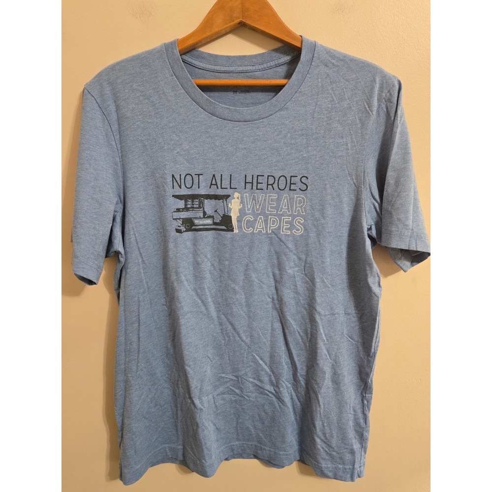Travis Mathew Mens Not All Heroes Wear Capes Golf T-Shirt Blue Pima Cotton M